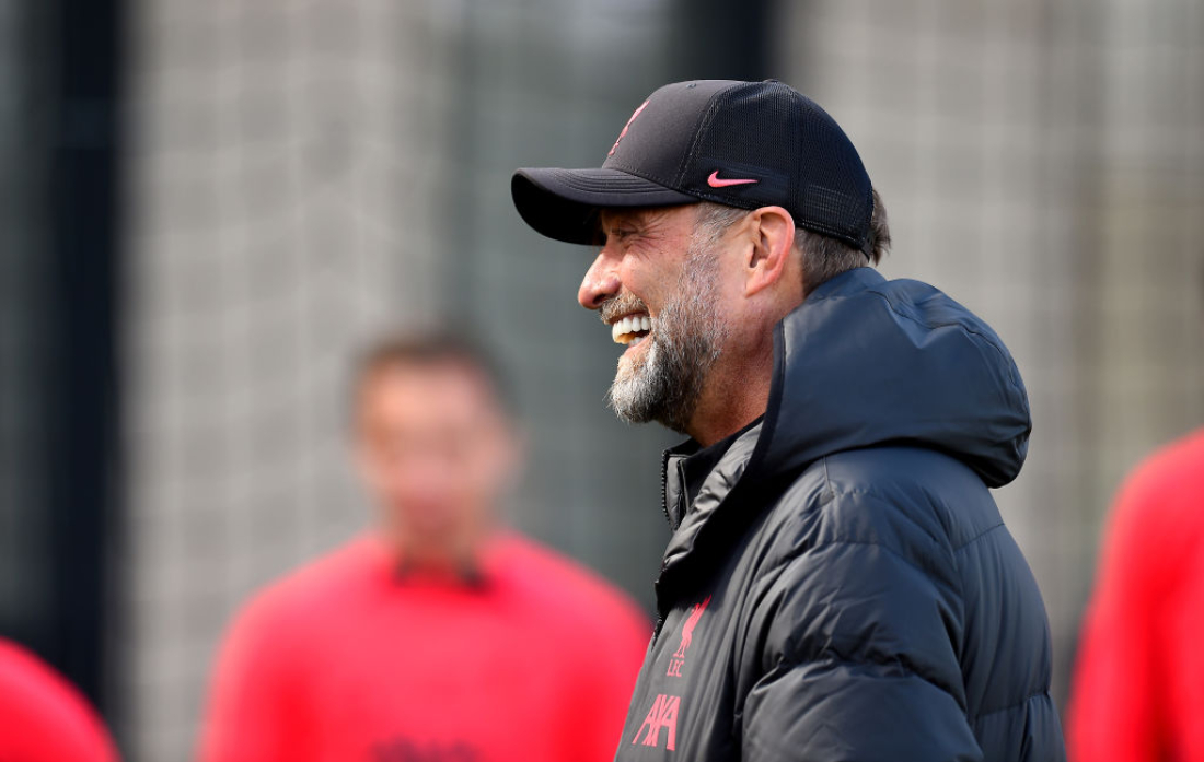 Jürgen Klopp på træningsanlægget i Kirkby inden opgøret mod Brighton i Premier League