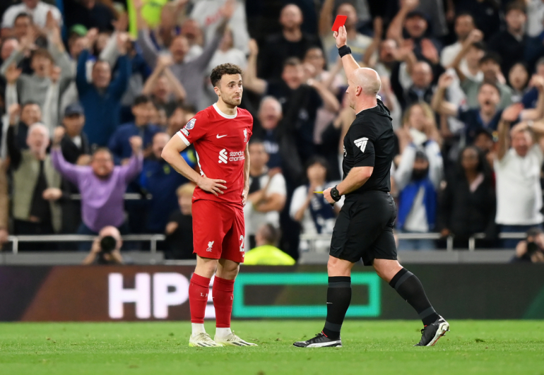 Jota får rødt kort mod Tottenham