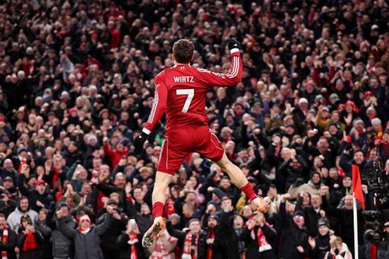 Wirtz der fejrer hans første scoring for Liverpool